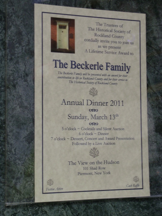 Historical Society - 
                                                            Celebrating the Beckerle Family - 
                                                            Annual Dinner @ Piermont
                                                            March 13,2011 5pm-9pm